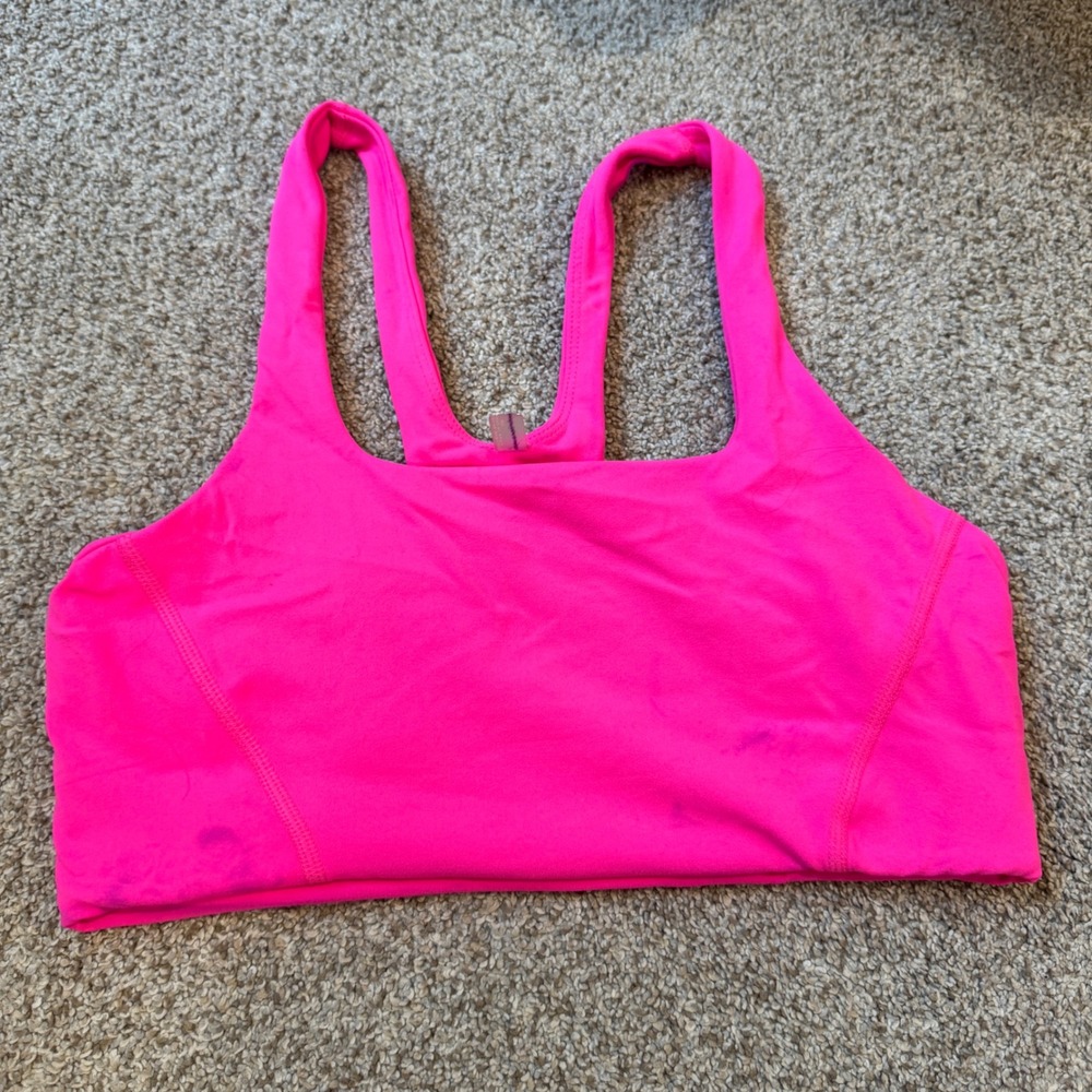 FP Movement Free People Neon Pink Square Neck Racerback Sports Bra Small